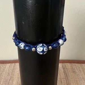Handcrafted Double Strand Braided Bracelet with Beads and Crystal-like Charms